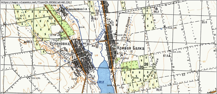 Карта КРИВА БАЛКА, Одеська область, Саратський район
