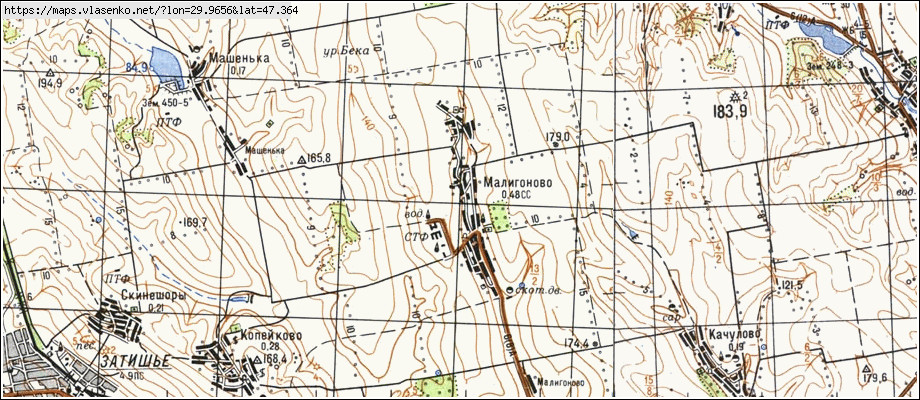 Карта МАЛІГОНОВЕ, Одеська область, Ширяївський район