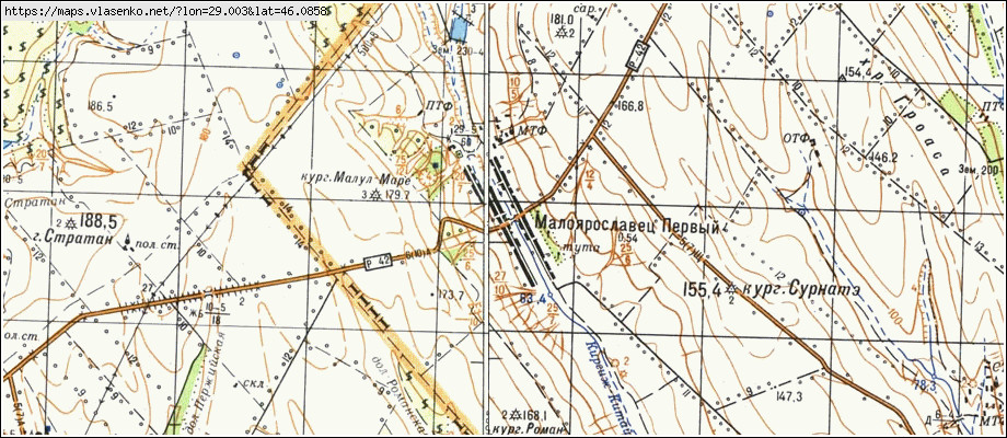 Карта МАЛОЯРОСЛАВЕЦЬ ПЕРШИЙ, Одеська область, Тарутинський район