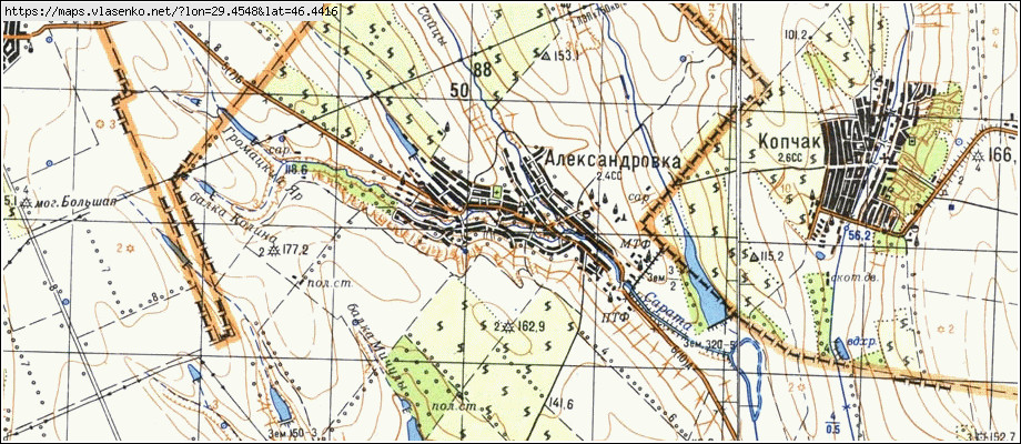 Карта ОЛЕКСАНДРІВКА, Одеська область, Тарутинський район