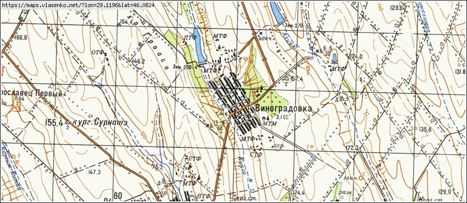 Карта ВИНОГРАДІВКА, Одеська область, Тарутинський район