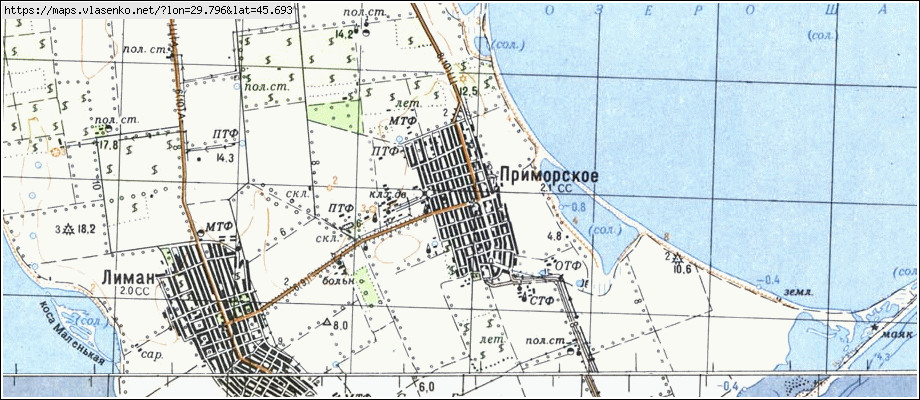 Карта ПРИМОРСЬКЕ, Одеська область, Татарбунарський район