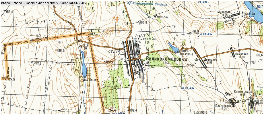 Карта ВЕЛИКОКОМАРІВКА, Одеська область, Великомихайлівський район