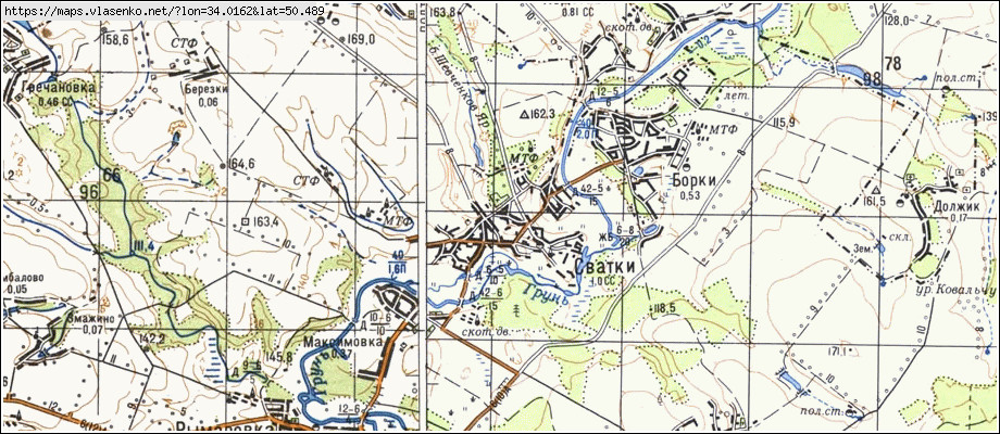 Карта СВАТКИ, Полтавська область, Гадяцький район