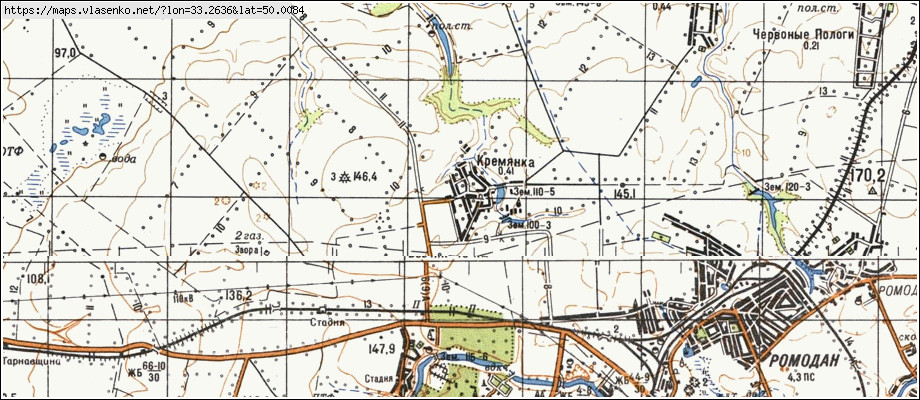 Карта КРЕМ'ЯНКА, Полтавська область, Лубенський район
