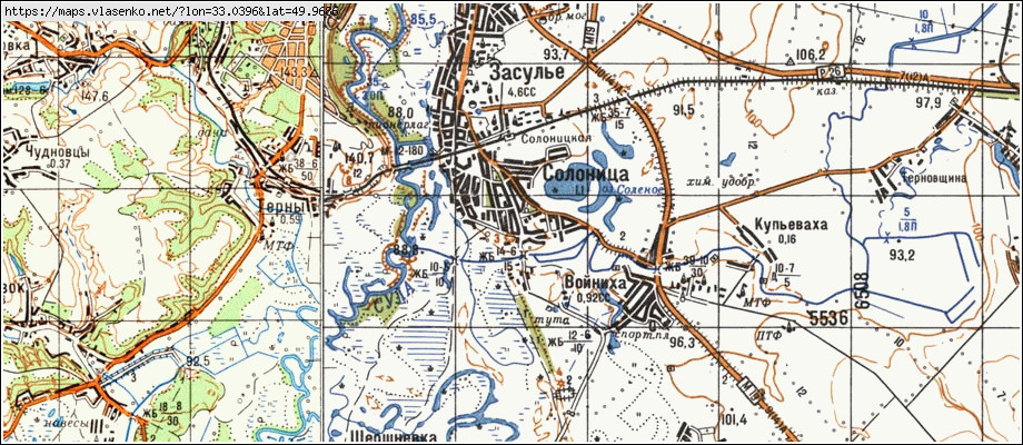 Карта СОЛОНИЦЯ, Полтавська область, Лубенський район