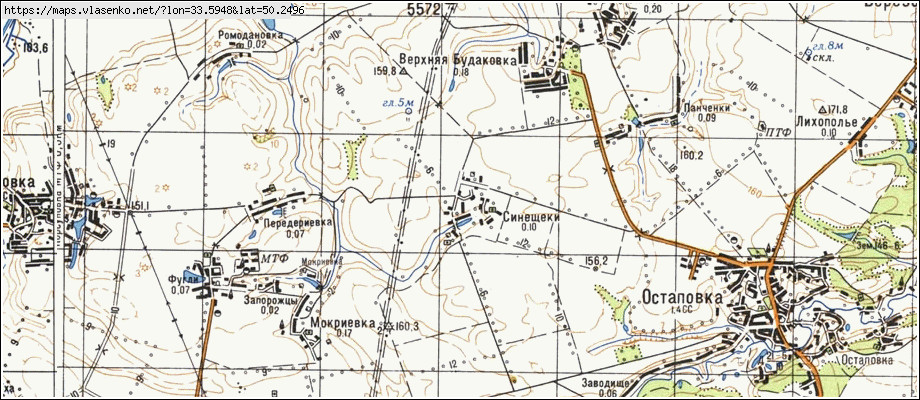 Карта СИНЬОЩОКИ, Полтавська область, Миргородський район