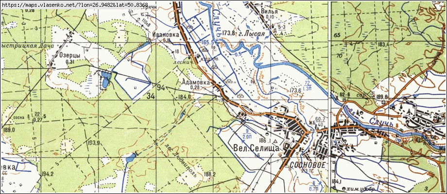 Карта АДАМІВКА, Рівненська область, Березнівський район