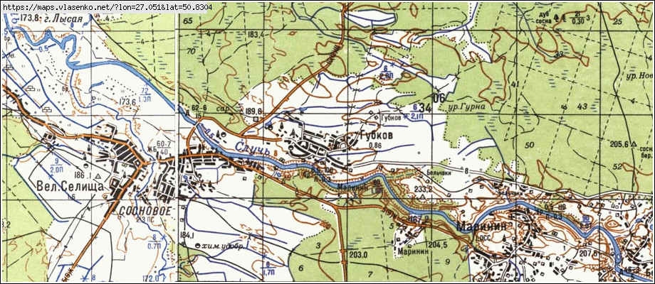 Карта ГУБКІВ, Рівненська область, Березнівський район