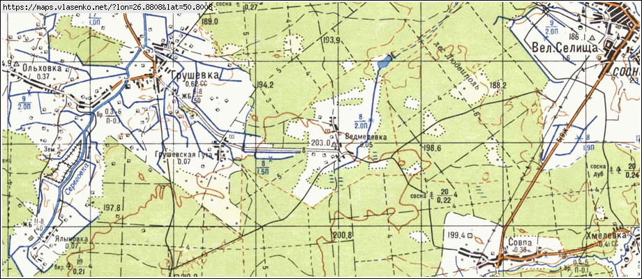 Карта ВЕДМЕДІВКА, Рівненська область, Березнівський район