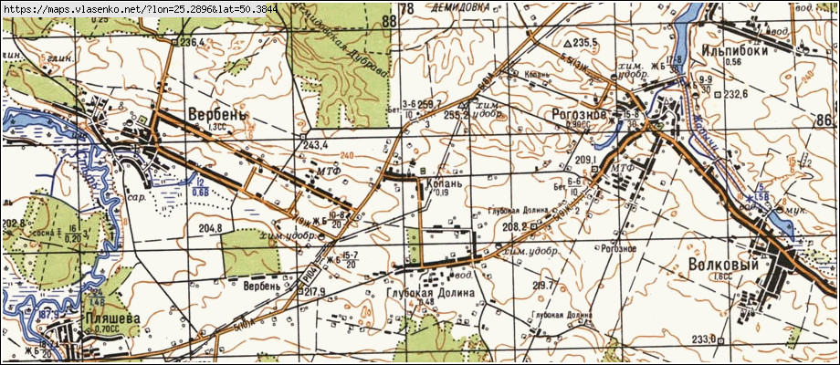 Карта КОПАНЬ, Рівненська область, Демидівський район