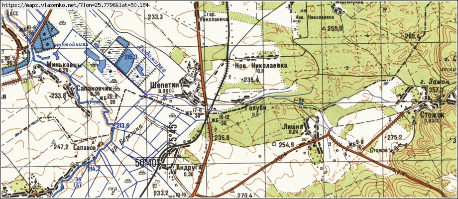 Карта ГОЛУБИ, Рівненська область, Дубенський район