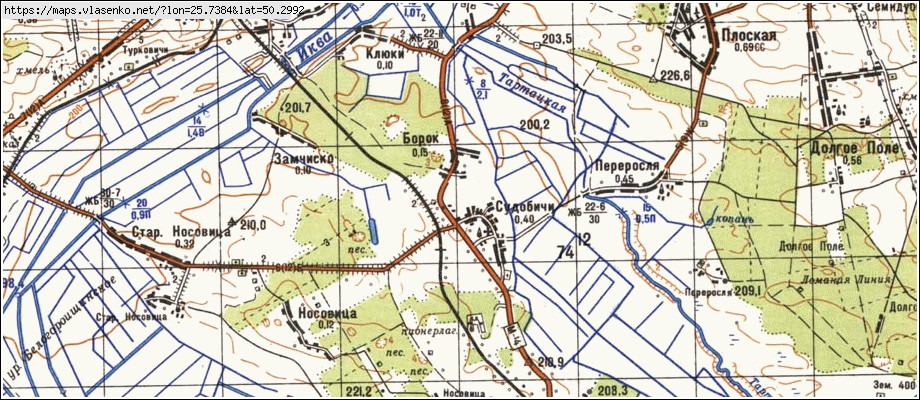Карта СУДОБИЧІ, Рівненська область, Дубенський район