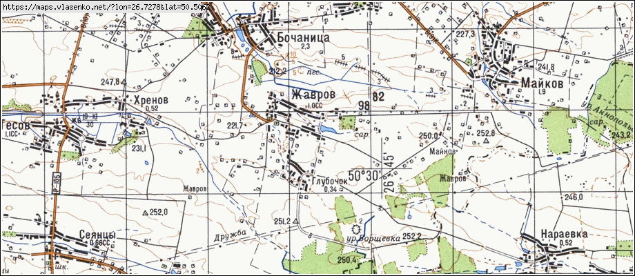 Карта ЖАВРІВ, Рівненська область, Гощанський район