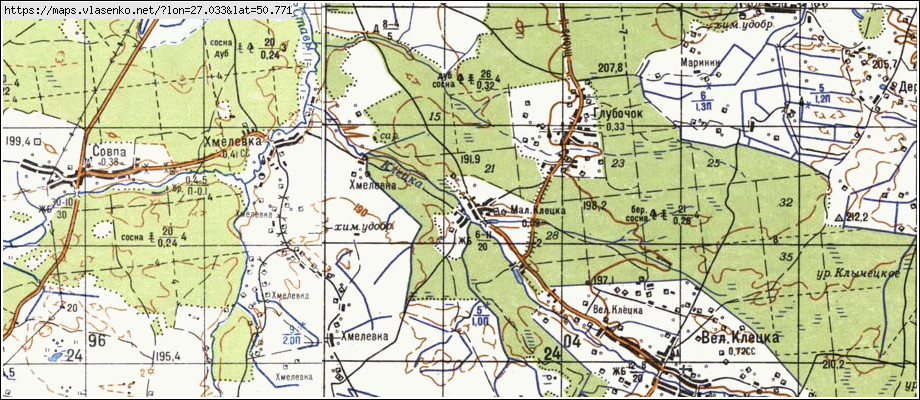 Карта МАЛА КЛЕЦЬКА, Рівненська область, Корецький район