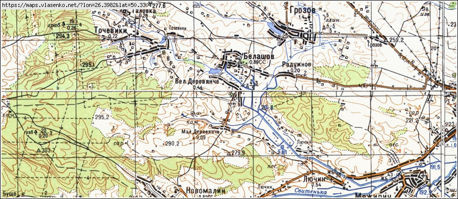 Карта ДЕРЕВ'ЯНЧЕ, Рівненська область, Острозький район