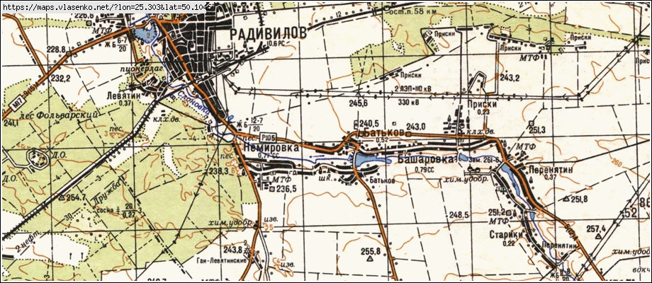 Карта БАТЬКІВ, Рівненська область, Радивилівський район