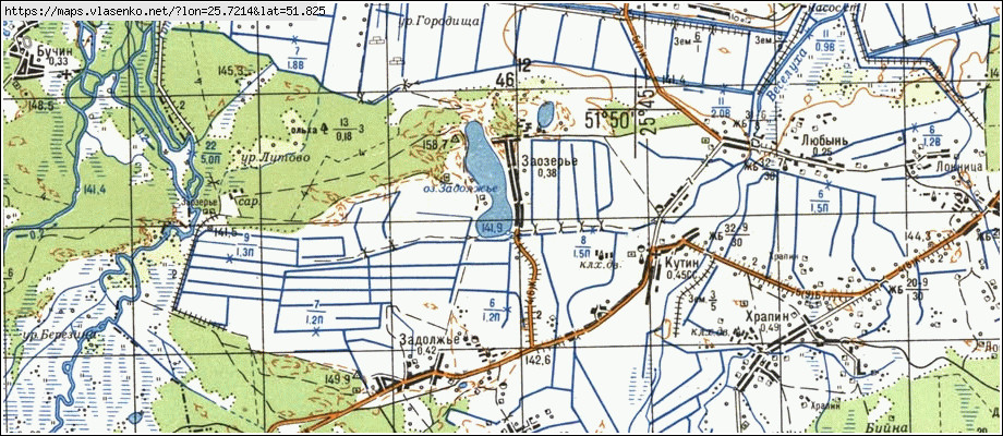 Карта ЗАОЗЕР'Я, Рівненська область, Зарічненський район