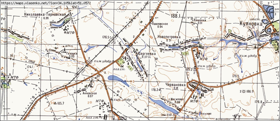 Карта СЕРГІЇВКА, Сумська область, Білопільський район