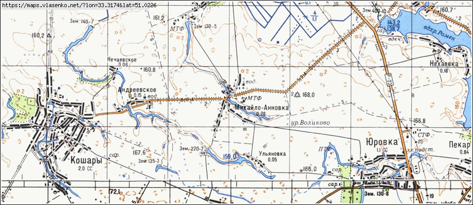 Карта МИХАЙЛО-ГАННІВКА, Сумська область, Конотопський район