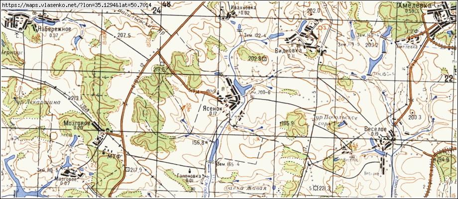 Карта ЯСЕНОК, Сумська область, Краснопільський район