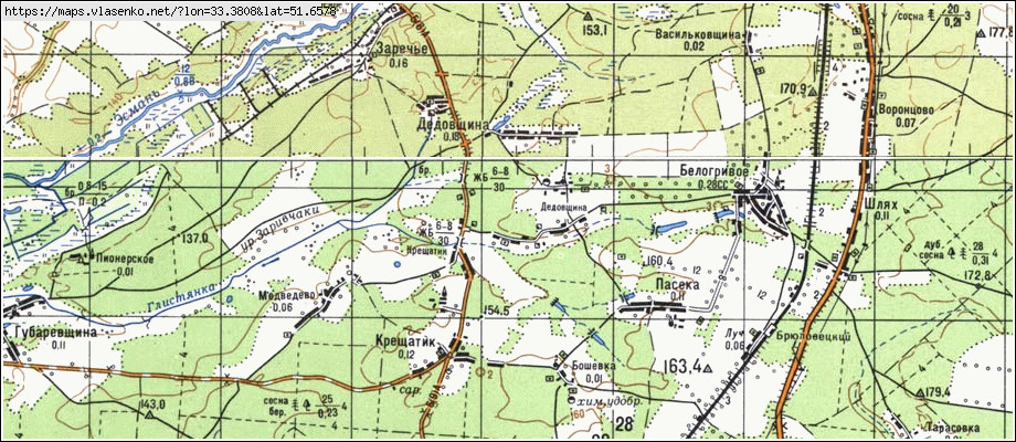 Карта ДІДІВЩИНА, Сумська область, Кролевецький район