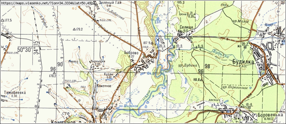 Карта БОБРОВЕ, Сумська область, Лебединський район