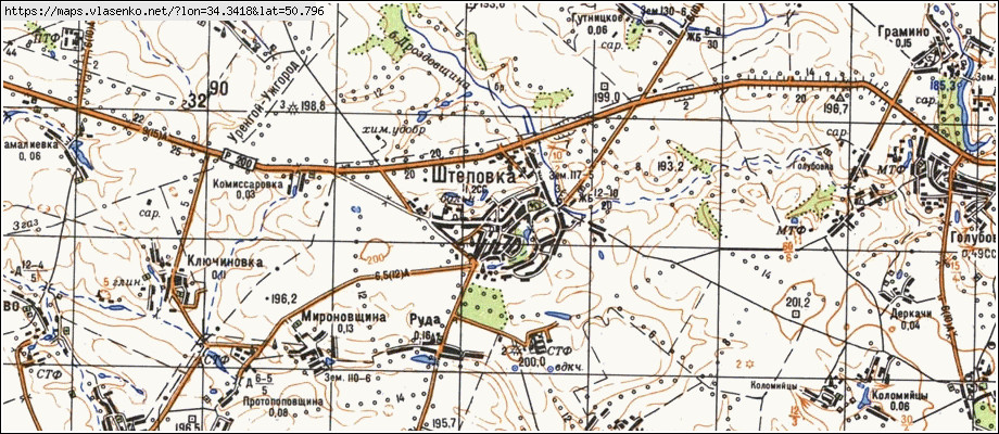 Карта ШТЕПІВКА, Сумська область, Лебединський район