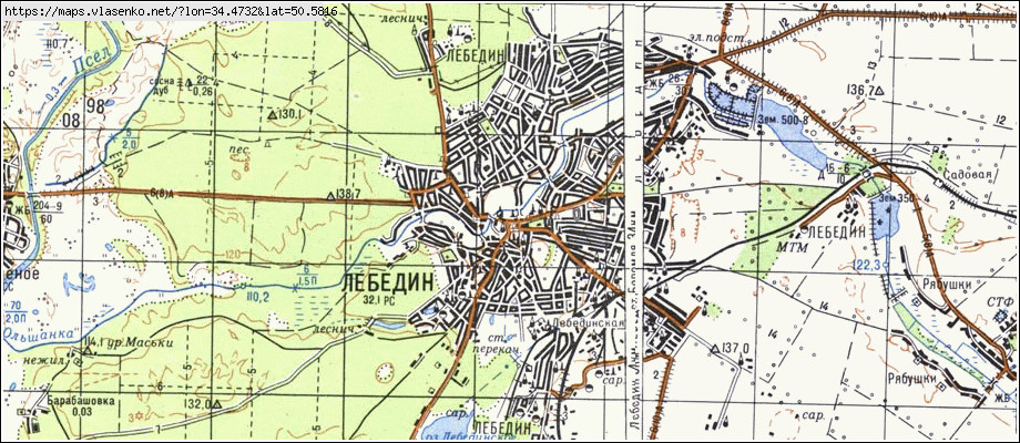Карта ЛЕБЕДИН, Сумська область, м Лебедин район
