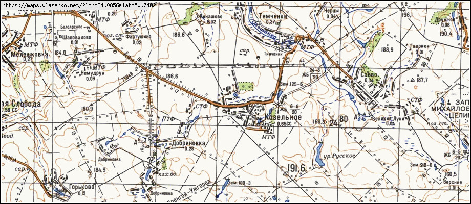 Карта КОЗЕЛЬНЕ, Сумська область, Недригайлівський район
