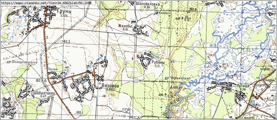 Карта РУБАНИ, Сумська область, Охтирський район