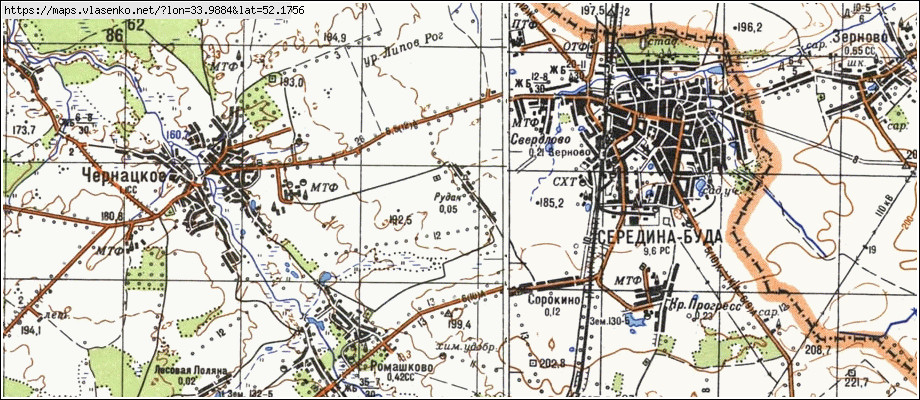 Карта РУДАК, Сумська область, Середино-Будський район