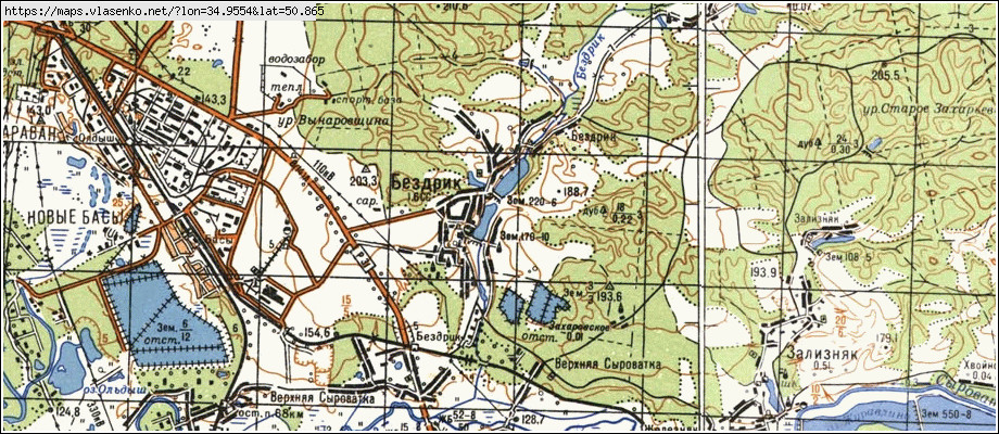 Карта БЕЗДРИК, Сумська область, Сумський район