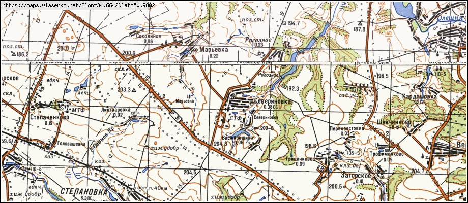 Карта СЕВЕРИНІВКА, Сумська область, Сумський район