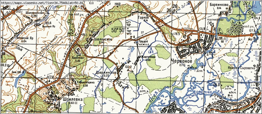Карта ЖОВТНЕВЕ, Сумська область, Сумський район