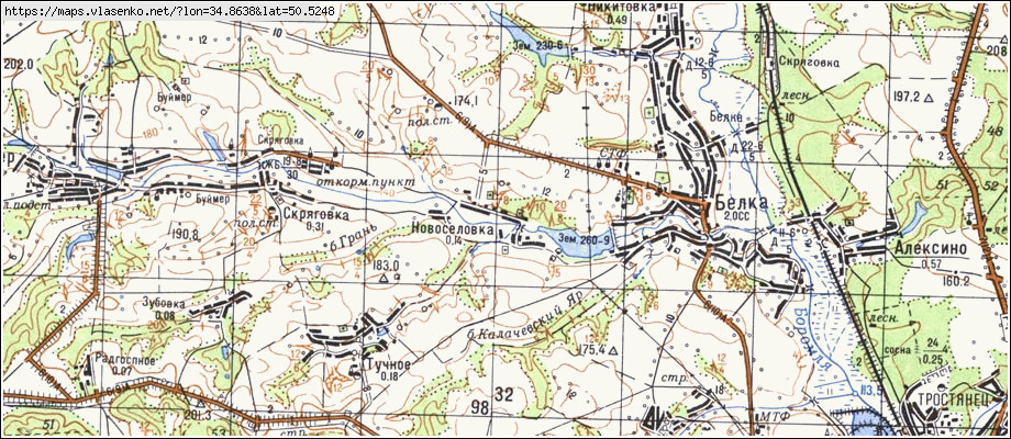 Карта НОВОСЕЛІВКА, Сумська область, Тростянецький район