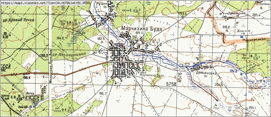 Карта МАРЧИХИНА БУДА, Сумська область, Ямпільський район
