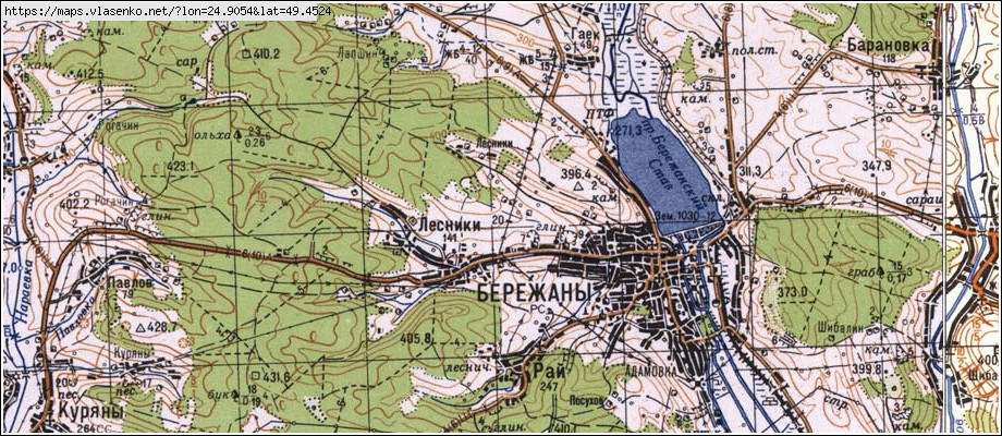 Карта ЛІСНИКИ, Тернопільська область, Бережанський район