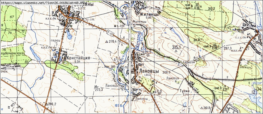 Карта КОЗАЧЧИНА, Тернопільська область, Борщівський район