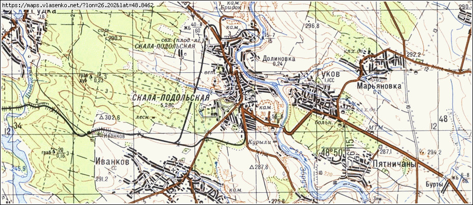 Карта СКАЛА-ПОДІЛЬСЬКА, Тернопільська область, Борщівський район