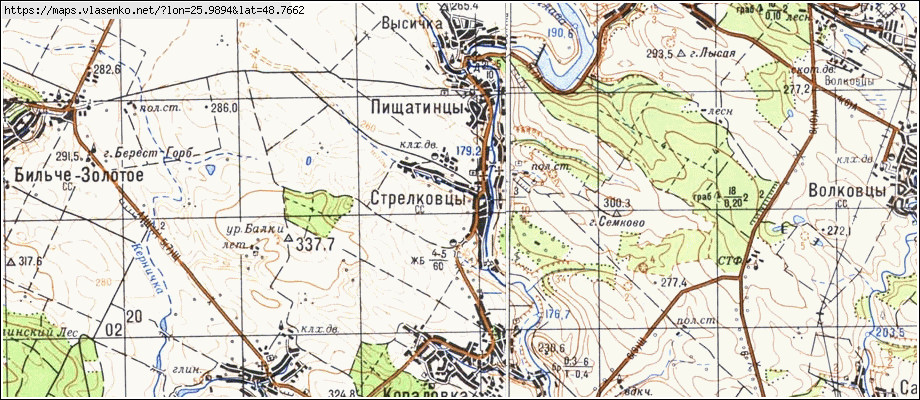 Карта СТРІЛКІВЦІ, Тернопільська область, Борщівський район
