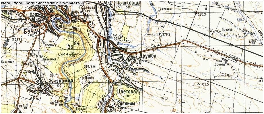 Карта ТРИБУХІВЦІ, Тернопільська область, Бучацький район