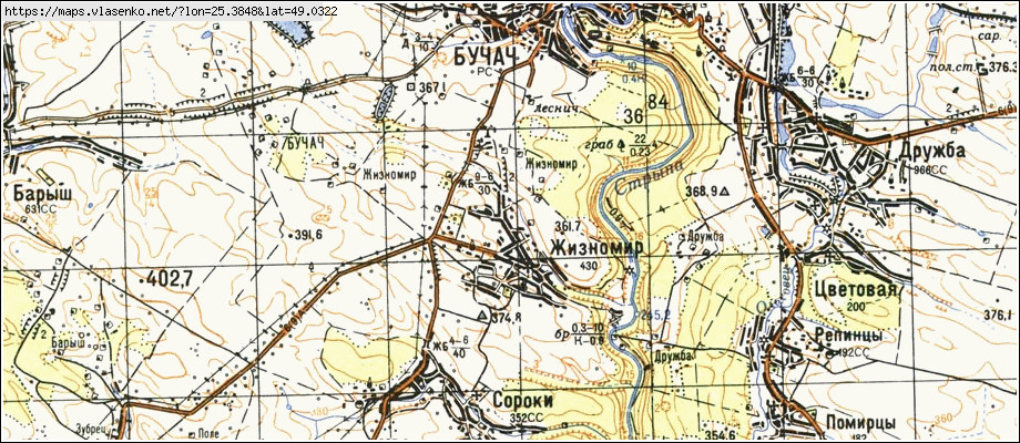 Карта ЖИЗНОМИР, Тернопільська область, Бучацький район