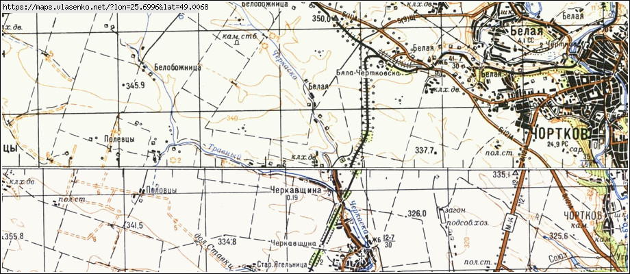 Карта ЧЕРКАВЩИНА, Тернопільська область, Чортківський район