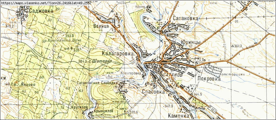 Карта КАЛАГАРІВКА, Тернопільська область, Гусятинський район