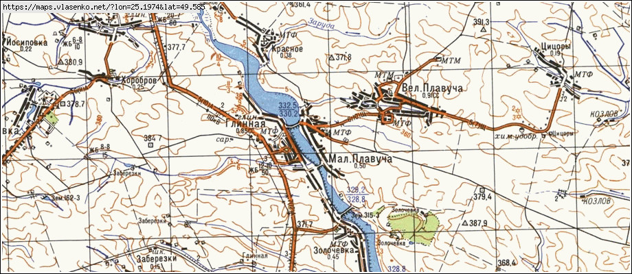 Карта МАЛА ПЛАВУЧА, Тернопільська область, Козівський район