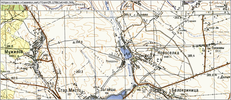 Карта НОВОСІЛКА, Тернопільська область, Підгаєцький район