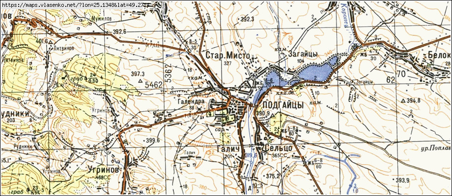 Карта ПІДГАЙЦІ, Тернопільська область, Підгаєцький район