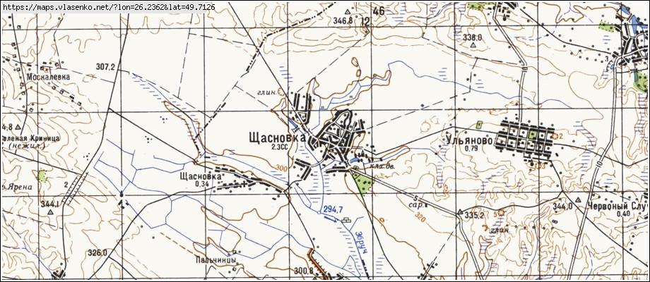 Карта ЩАСНІВКА, Тернопільська область, Підволочиський район
