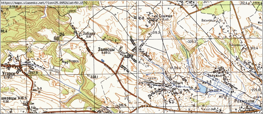 Карта ЗАЛІСЦІ, Тернопільська область, Шумський район